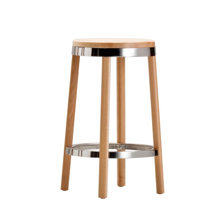 JUNO W - Tabouret au style classique en aluminium, hêtre ou noyer - Hauteurs d'assise disponibles : 65, 75 ou 81 cm_0