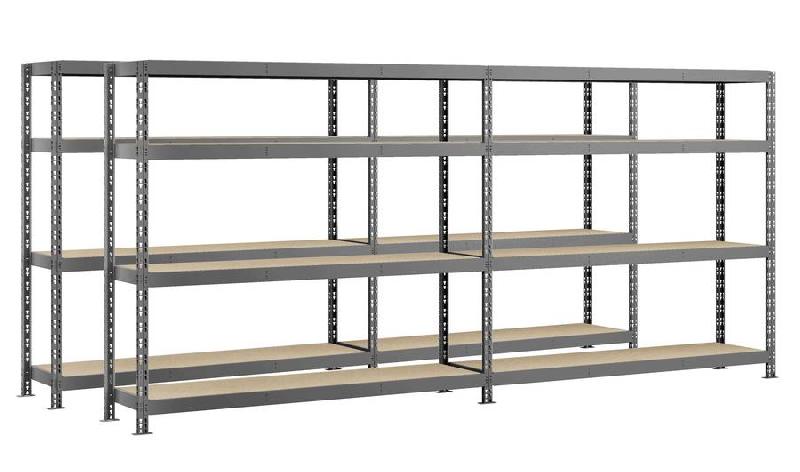 Lot de 2 étagères double rack Modulö - 290 x 50 cm - 8 plateaux - Rayonnage mi-lourd_0