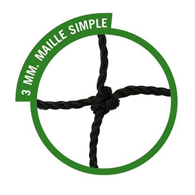 Filet handball maille simple 3 mm pour buts de 3 x 2 m - Mixte - Adaptabilité sur tous les modèles de buts - Profondeur 90 cm en partie haute, 1,1 m en partie basse_0
