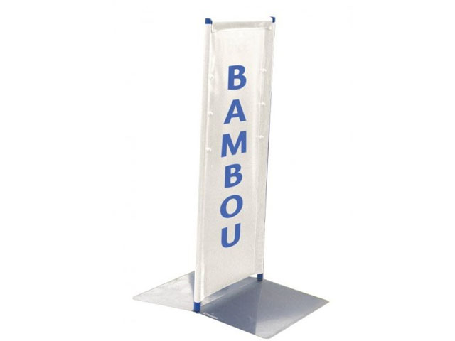 Panneau d'affichage extérieur en bambou - structure tubulaire anticorrosion - bâche double face personnalisable 120x43 cm_0