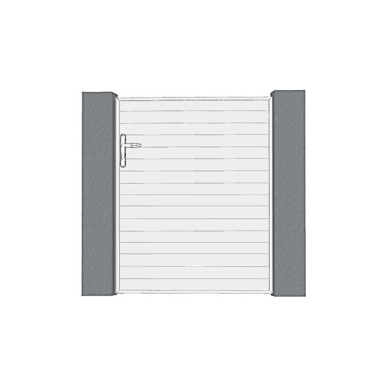 Portillon plein Limousin - Droit - PVC Blanc - Lames horizontales et cadre aluminium_0