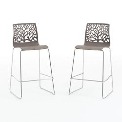 RATTATAN Lot de 2 tabourets de bar en polypropylène, pieds en métal, pour bar, restaurant ou cuisine, au design moderne et élégant – Flora XL _0