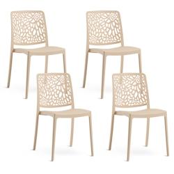 RATTATAN Set 4 Chaises Empilables en Polypropylène avec fibre de verre pour Jardin ou intérieur, hydrofuges et résistantes, design moderne - SOLE -_0