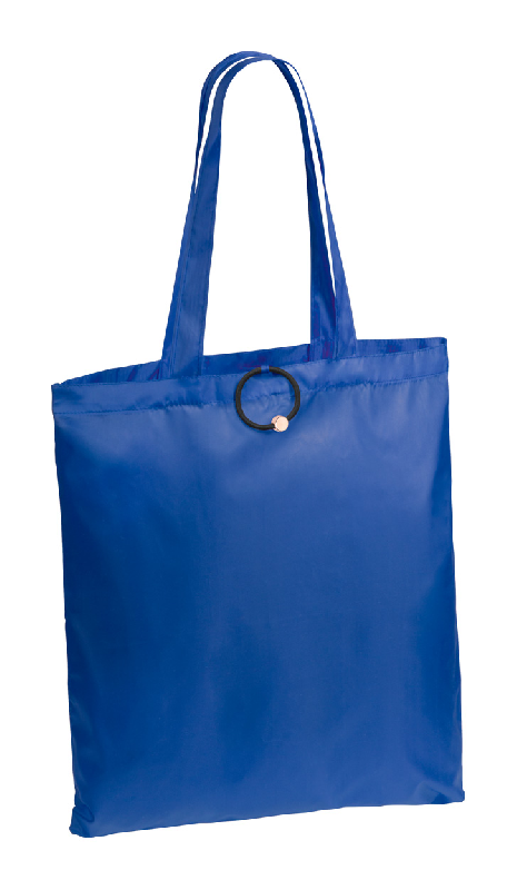 Sac shopping pliable - bracelet en caoutchouc - polyester 190D - couleur bleu_0
