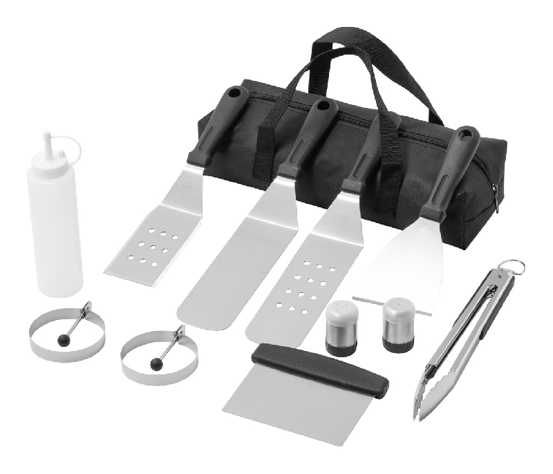 Set barbecue 11 pièces - acier inoxydable - avec sac en polyester zippé - couleur noir_0