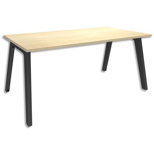 Simmob - Bureau Steely plateau érable pieds carbone en bois et métal - L180 x H72 x P80 cm - Noir/Érable_0