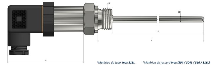 Sonde à résistance RTD à visser - Connecteur DIN 43650 avec transmetteur - PR61_0