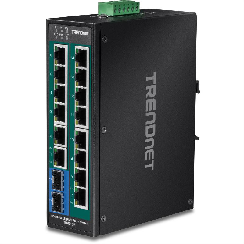 TRENDnet TI-PG162 Switch Rail DIN PoE+ Gigabit industriel à 16 ports_0
