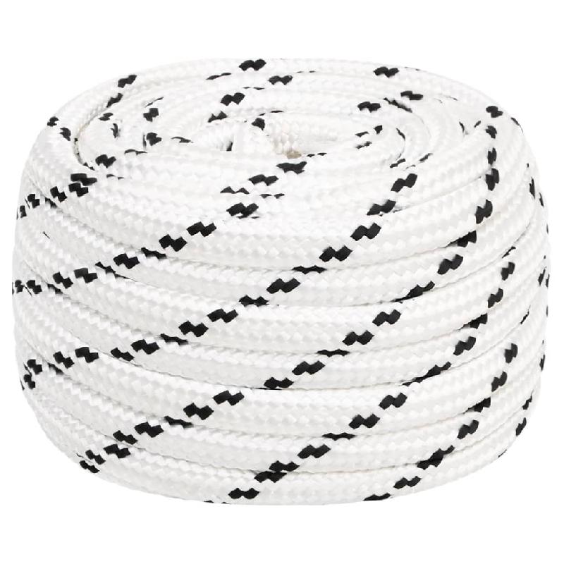 Vidaxl corde de bateau tressé blanc 18 mmx25 m polyester 152786_0