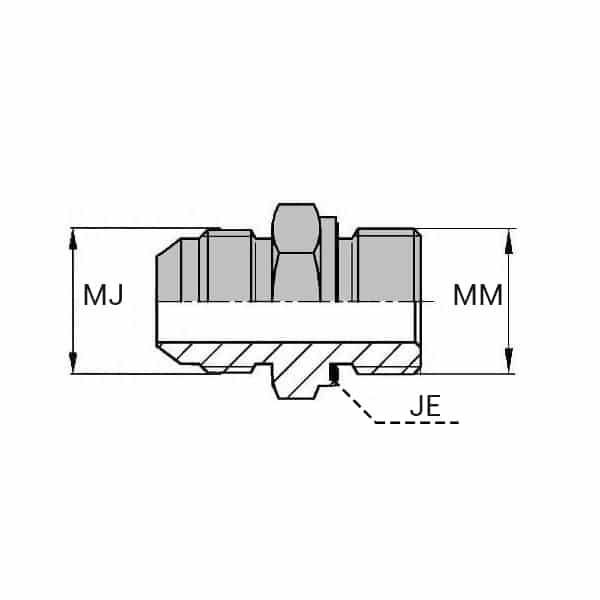 Adaptateur droit mâle JIC x mâle ISO - 3/4' , 17.33 , 22_0