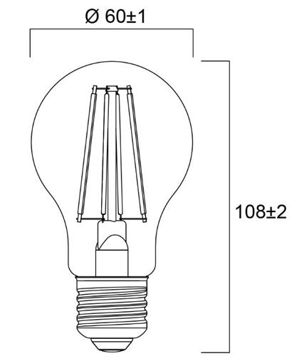 AMPOULE LED TOLEDO RETRO SATINÉ 2700K 827 A60 E27 8W - SYLVANIA - 0029339
