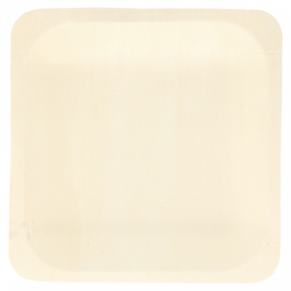 ASSIETTE CARRÉE JETABLE EN BOIS COULEUR NATURELLE 14X2CM - LOT DE 50 - AZ BOUTIQUE - ECO