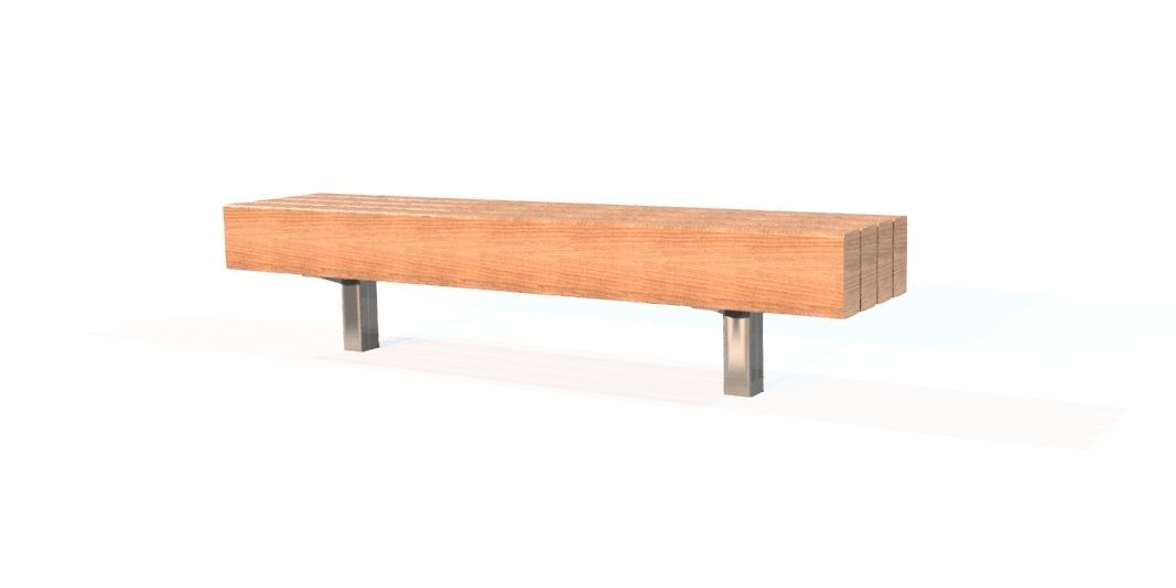 Banc public en acier inoxydable et bois classe IV sans dossier - Référence MUB31 - longueur personnalisable_0
