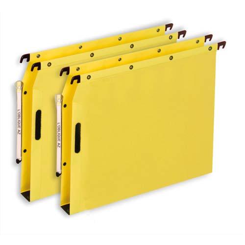 BOÎTE DE 25 DOSSIERS SUSPENDUS ARMOIRE EN KRAFT 240G. FOND 15, VELCRO®. JAUNE