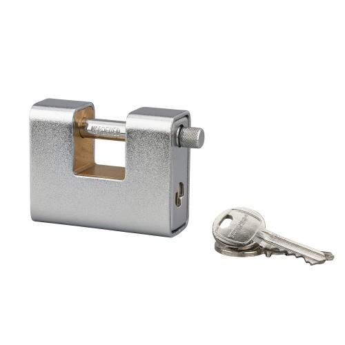 CADENAS À CLÉ RECTANGULAIRE BLINDÉ - ACIER MONOBLOC - LAND - COFFRE 94 MM - CLÉ S'ENTROUVRANT FTH THIRARD