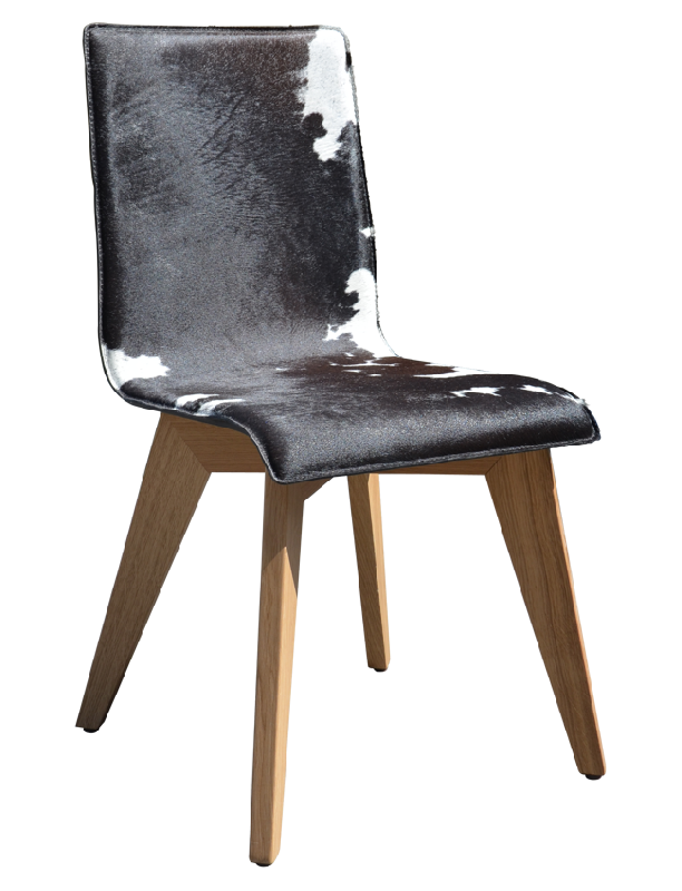 Chaise Trent - châssis hêtre massif - coque rembourrée en peau blanc/noir_0