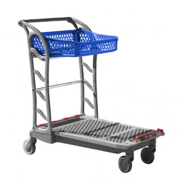 Chariot à plateforme pour magasins spécialisés - Coloris gris/bleu - Robuste et 100% recyclable - Marque Rolléco_0