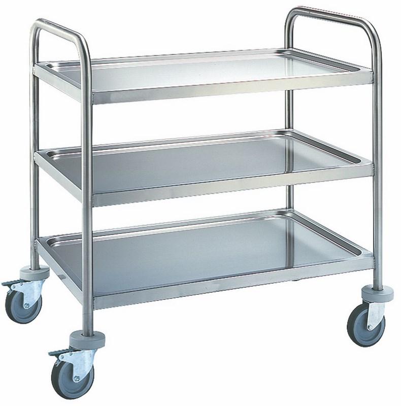 Chariot de service en inox avec 3 niveaux 780x430 mm - 810x500x860 mm - 5014_0