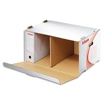 CONTENEUR À ARCHIVES OUVERTURE FRONTALE, EN CARTON ONDULÉ KRAFT BLANC - LOT DE 10