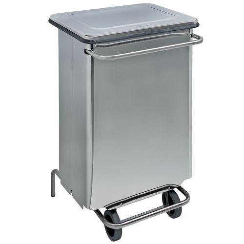 CONTENEUR MOBILE À PÉDALE AVEC TUBES EN INOX 70L - MANUTAN
