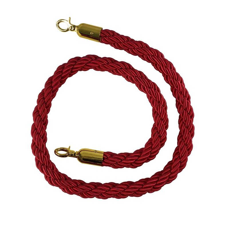 Cordon tressé  avec mousqueton acier - Rouge / Laiton_0