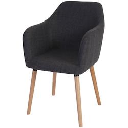 Décoshop26 - Chaise à manger bureau rétro 50s en tissu gris pieds en bois clair 04_0002367 - gris 3000275232691_0