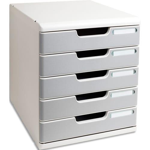 Exacompta module de classement Modulo - 5 tiroirs - Dimensions 28,8x32x35 cm - Gris lumière/Granit_0