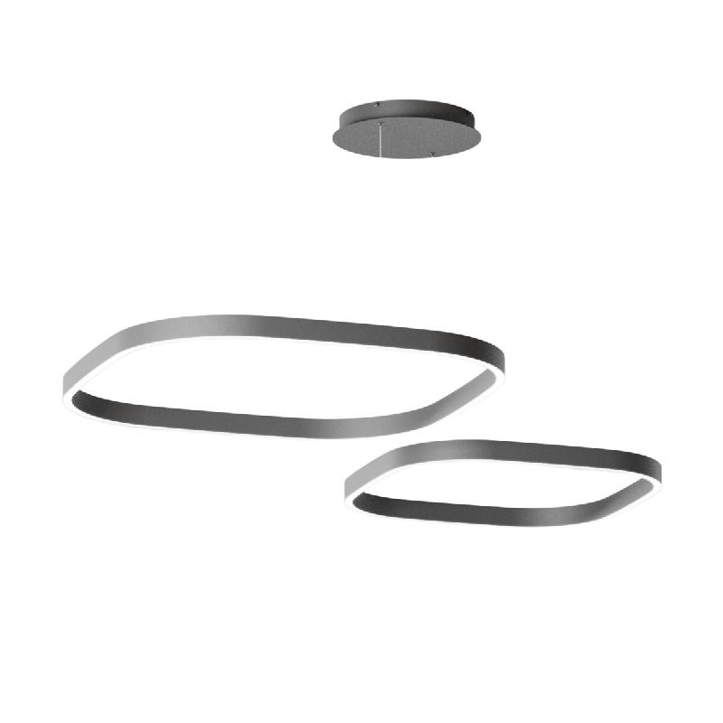 Gea Luce Lampe À Suspension Criseide S/2D Q - Led 90W 3000K 4000Lm En Aluminium Noir - Coupe De Phase Double Emission Gradable - Gealuce - noir CRISE_0