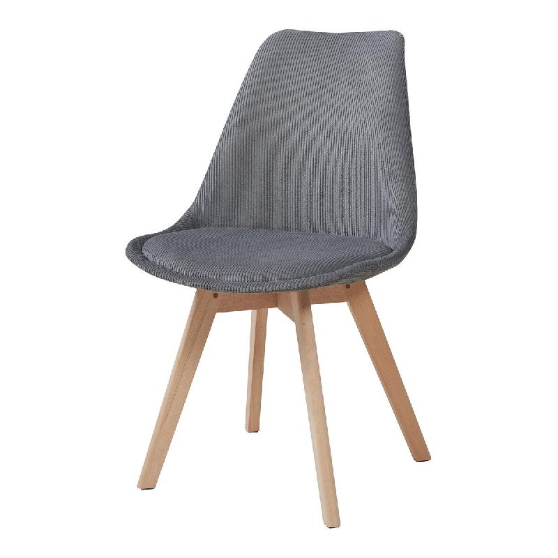 Helloshop26 - Lot de 2 chaises de salle à manger salon design moderne cuisine velours côtelé gris 03_0009614 - 3000224782703_0