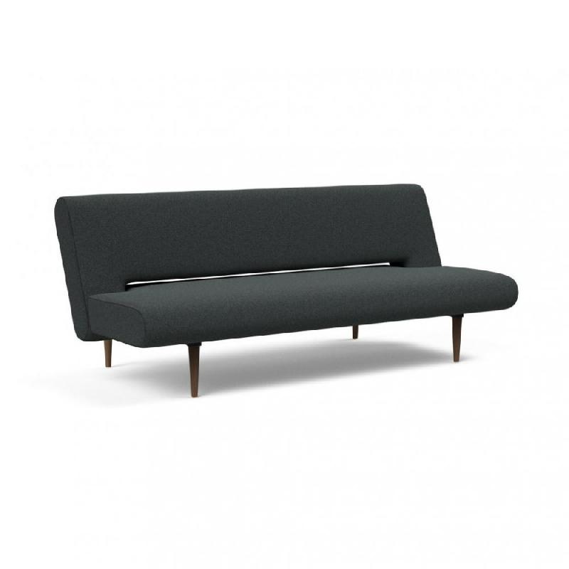 INNOVATION LIVING  CANAPE LIT DESIGN UNFURL CONVERTIBLE 200*120CM TISSU BOUCLE BLACK RAVEN_0