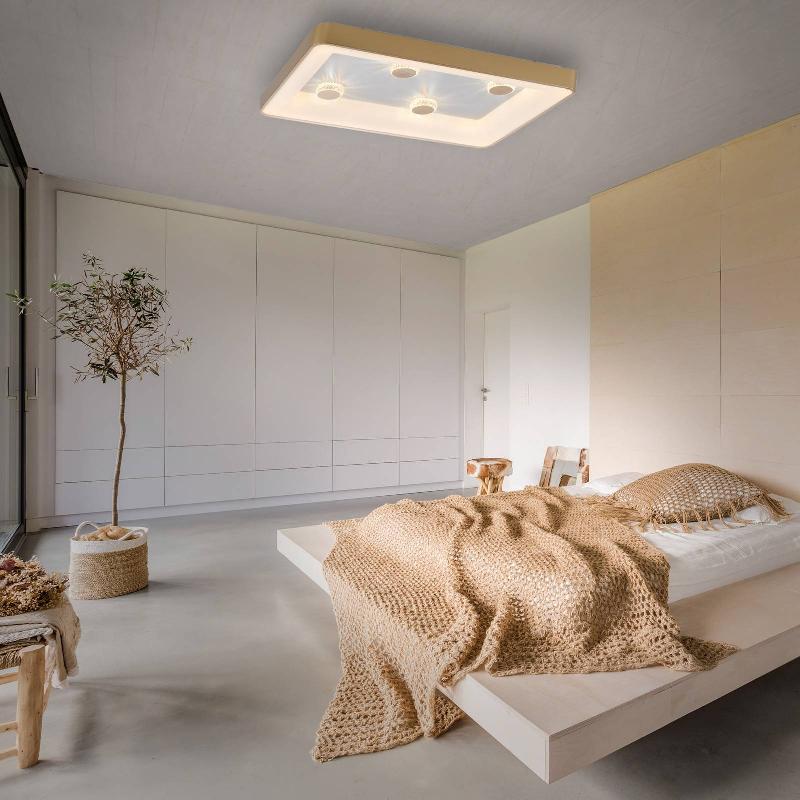 JUST LIGHT. PLAFONNIER LED VERTIGO, CCT, 90X60 CM, LAITON