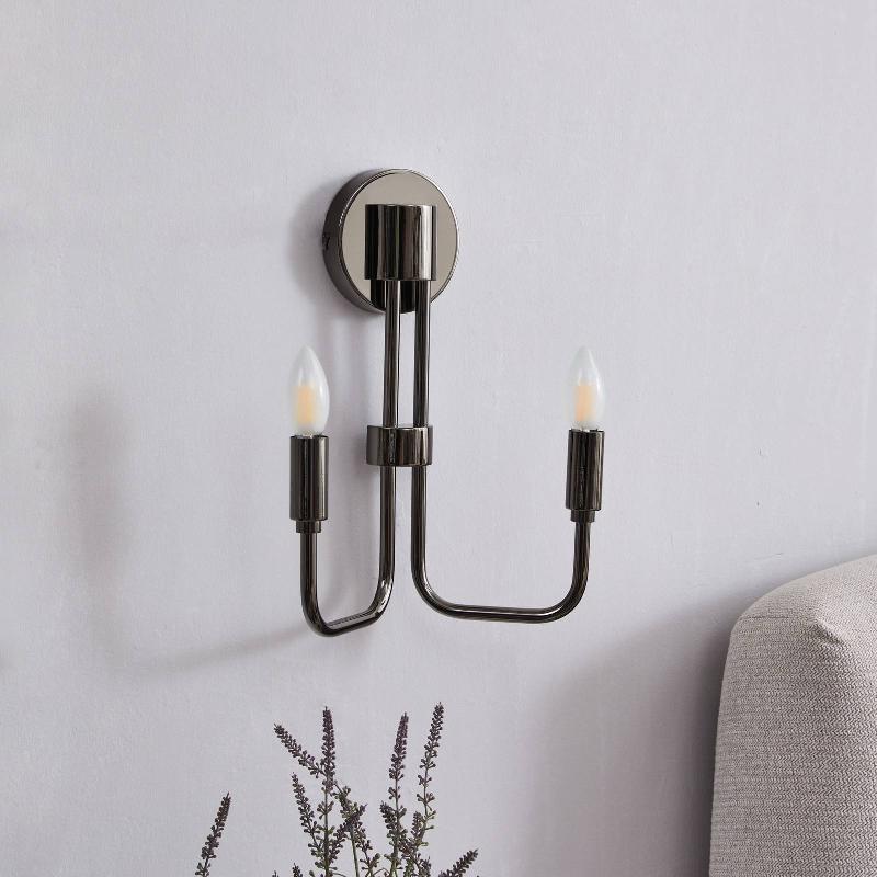 APPLIQUE MURALE LINDBY ELANOVA, GRIS, À 2 LAMPES, 35 CM, E14