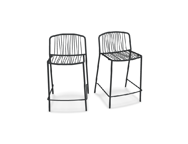 Lot de 2 tabourets haut BRIS - anthracite_0
