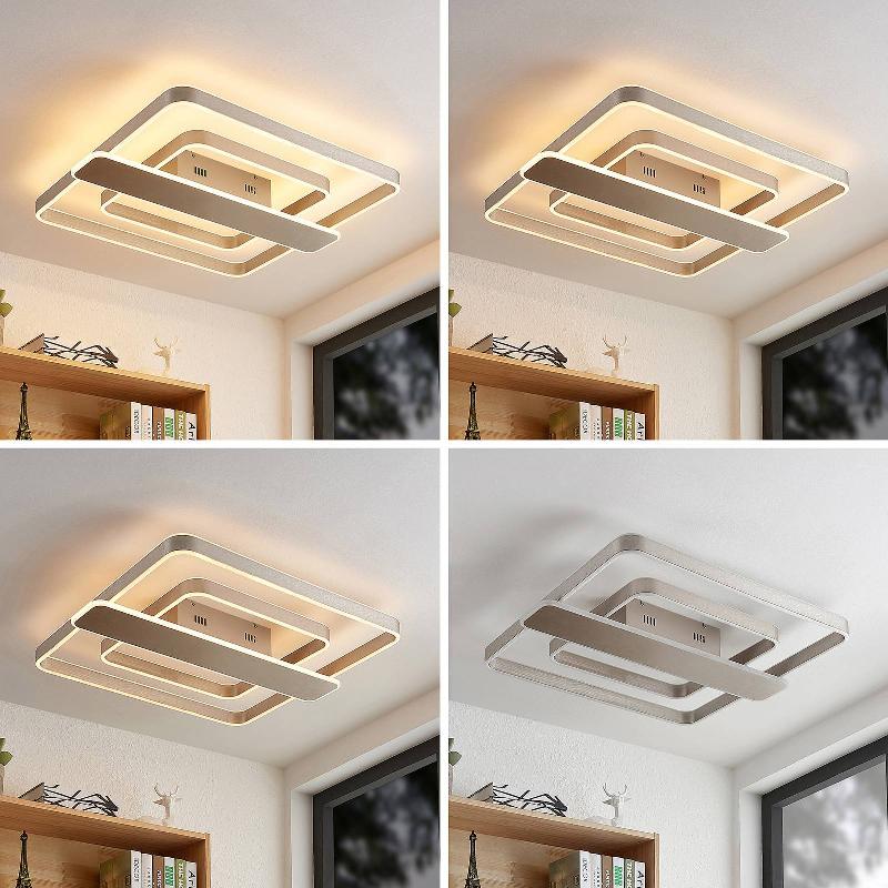 LUCANDE LINETTI PLAFONNIER LED ANGULAIRE NICKEL 70CM