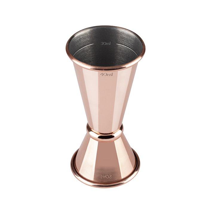 MESURE DOUBLE JIGGER APS AVEC REPÈRE DE REMPLISSAGE À 4 CL - ACIER INOXYDABLE CUIVRE