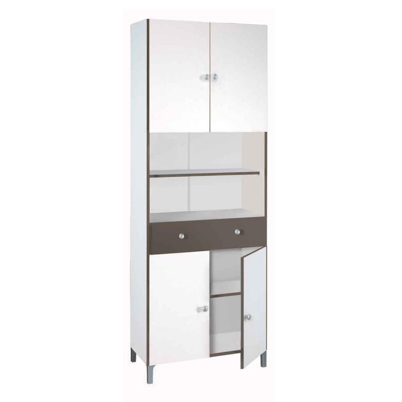 MEUBLE DE RANGEMENT 4 PORTES SALSA 184CM BLANC & GRIS PARIS PRIX