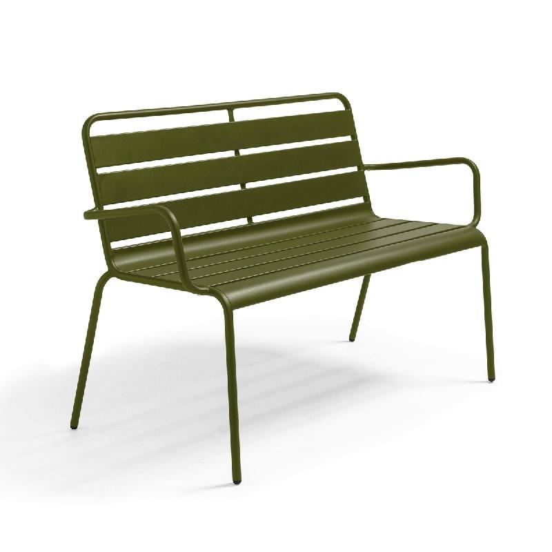Oviala Business Banc de jardin en métal vert kaki Oviala - vert acier 114580_0
