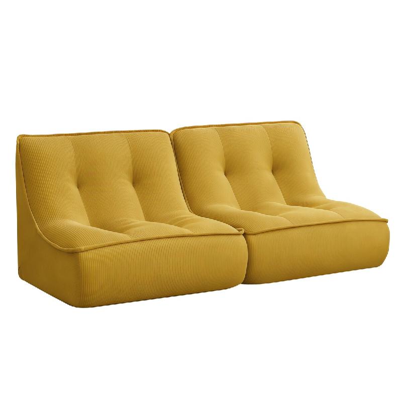 Oviala Business Lot de 2 fauteuils modulable en velours 160 x 90 x 70 cm jaune - jaune polyester 115731_0