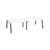 Pôle de 4 bureaux droits blanc L 140 x P 60 cm, piétement métal anthracite - Arch_0