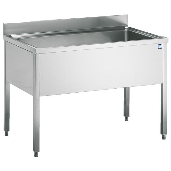 Plonge inox adossée sans étagère basse 1400x700 mm avec dosseret - PDLP714_0