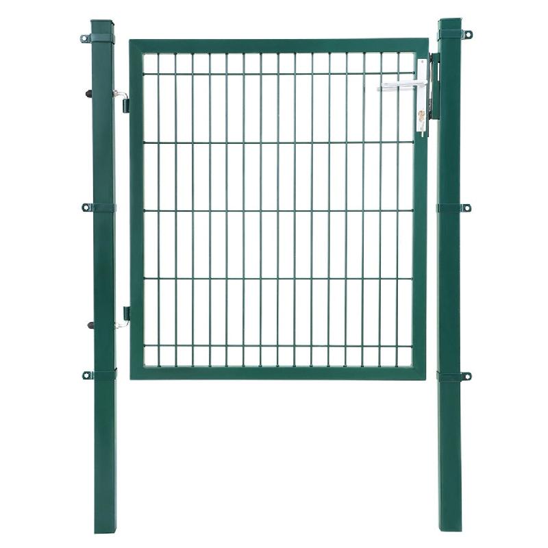 Portillon grillagé soudé en acier galvanisé - robuste et durable - avec serrure et clés - dimensions 106 x 100 cm - mailles 50 x 200 mm - vert - réf. 12_0001940_0
