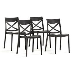 RATTATAN Set 4 Chaises en polypropylène avec fibre de verre empilables pour extérieur et jardin, bar et restaurant, cuisine design moderne - MORGANA_0