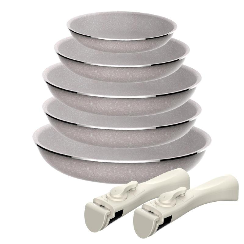 San Ignacio - Jeu de 5 Poêles Ø18/20/24/28cm en Aluminium Pressé Antiadhésif ILAG, Manche Amovible, Induction, Sans PFOA - PK8579_0