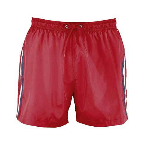 SHORT DE BAIN TRICOLORE PERSONNSALISABLE HOMME ROUGE