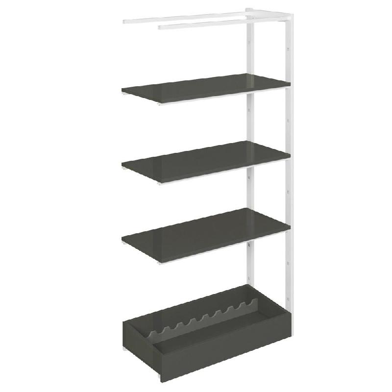 Suite structure Cage blanc suspendue 88x40x180cm 3 tabl et bac noir_0