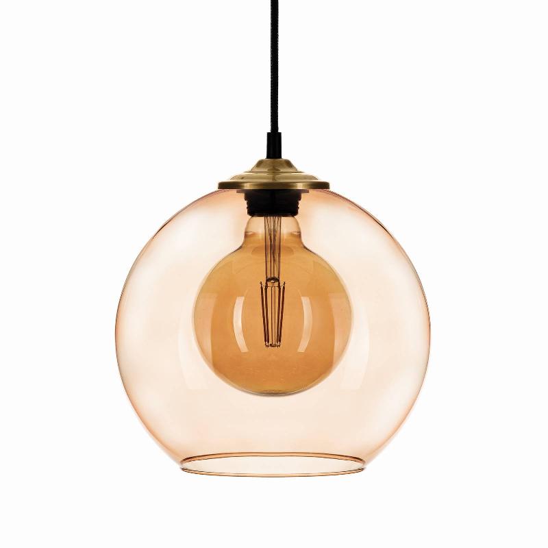 SOLBIKA LIGHTING SUSPENSION BALL ABAT-JOUR EN VERRE BRUN CLAIR Ø25CM
