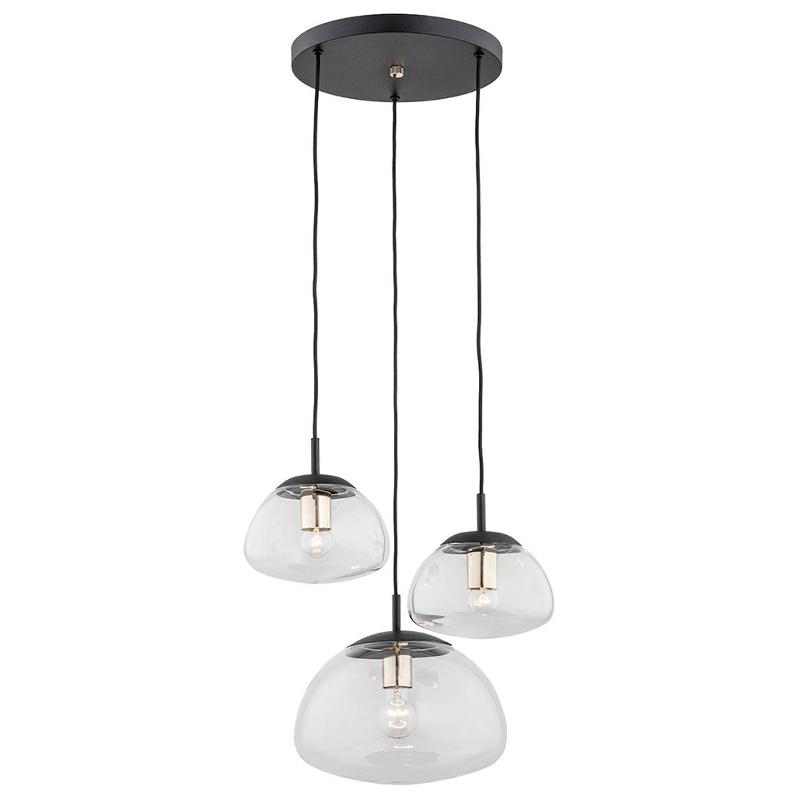 EULUNA SUSPENSION TURKU 3 LAMPES RONDE TRANSPARENTE/NOIRE