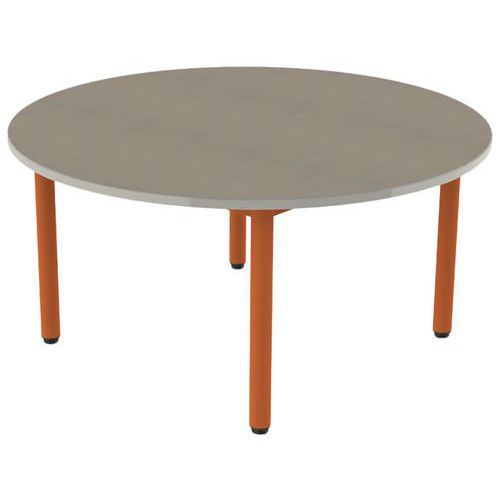 TABLE CARÉLIE RONDE Ø120 T3 STR POLY. ÉRABLE G. BEIGE/PAPAYE - MOBIDECOR