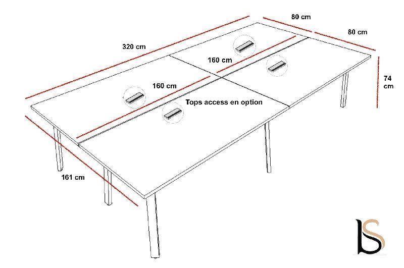 Table de réunion rectangulaire Ogi A - MDD - Non, Blanc 9010, Blanc_0
