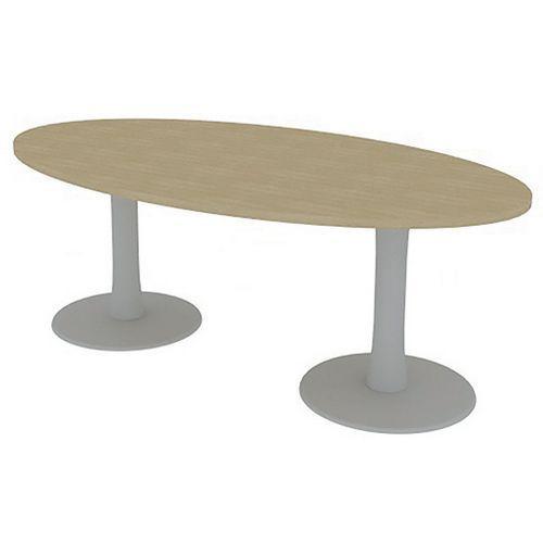 TABLE DE RÉUNION PLATEAU OVALE L.200 CHÊNE 2 PIEDS - QUADRIFOGLIO